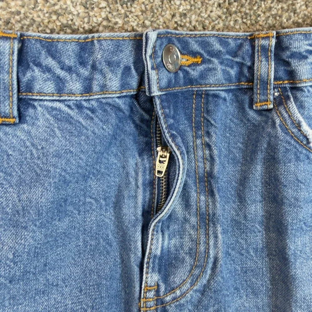 Zara Womens Blue Denim Mini Skirt Raw Hem Medium Wash Size M Y2K Coastal Cowgirl